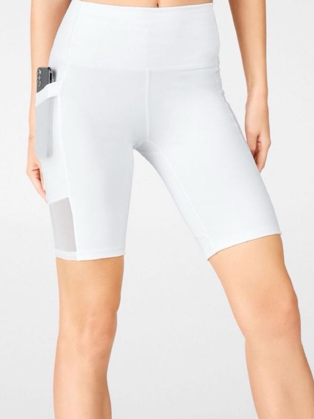 Fabletics Power Hold White High-Rise Athletic Bike Shorts Medium